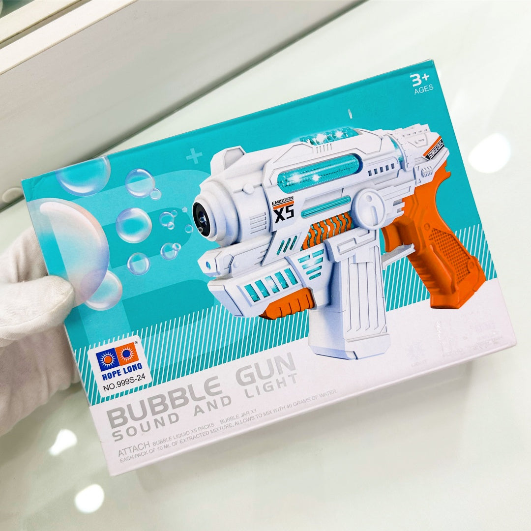 Sci-Fi Bubble Gun Toy – Colorful Lights, Music & Automatic Bubbles