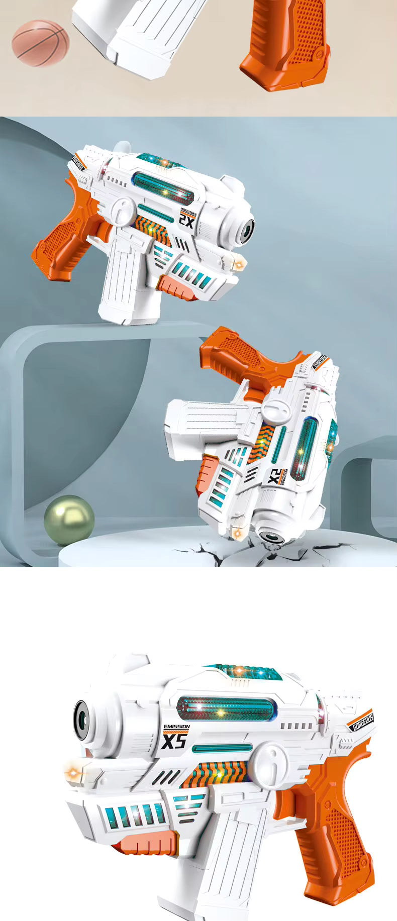 Sci-Fi Bubble Gun Toy – Colorful Lights, Music & Automatic Bubbles