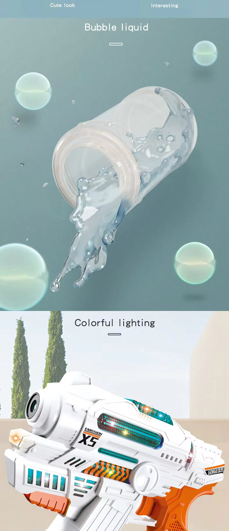 Sci-Fi Bubble Gun Toy – Colorful Lights, Music & Automatic Bubbles